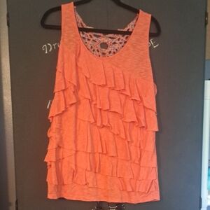 Maurices Coral Layered Ruffle Tank Top
